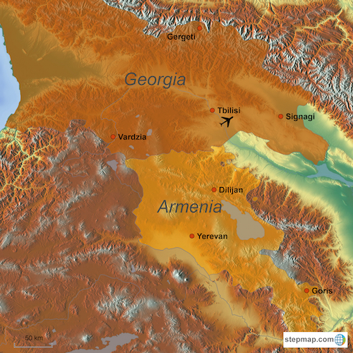 Georgia and Armenia map