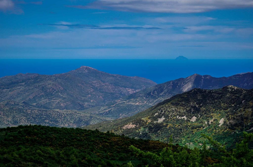 View over the Tyrrhenian Sea with Alicudi on the horizon
