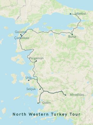 North West Turkey tour map