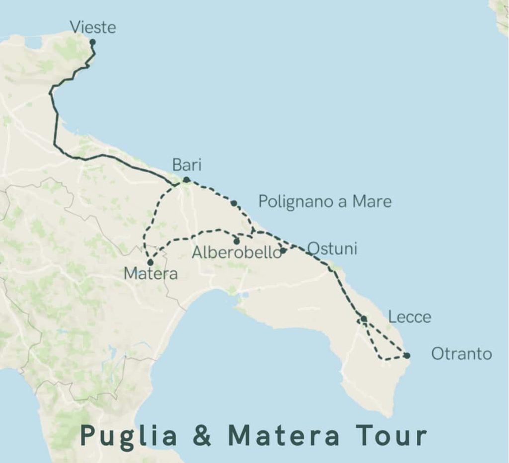 Puglia and Matera tour map